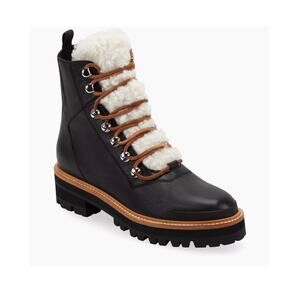 Marc Fisher LTD Izzie Genuine Shearling Lug Sole Boot Size 10M Black Leather New